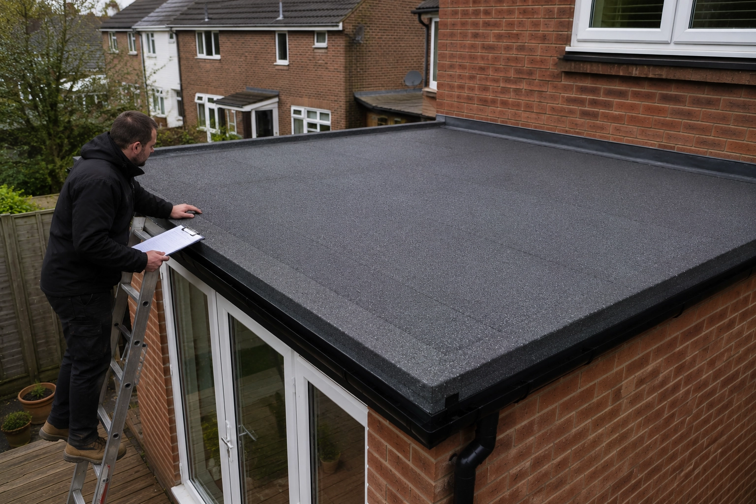 Slate roofing and felt roofing work